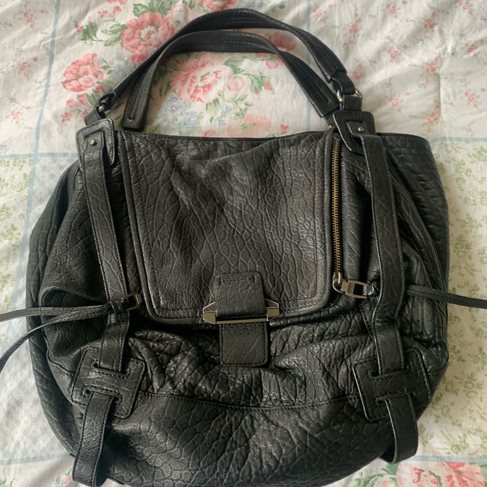 Kooba Textured Black Leather Backpack